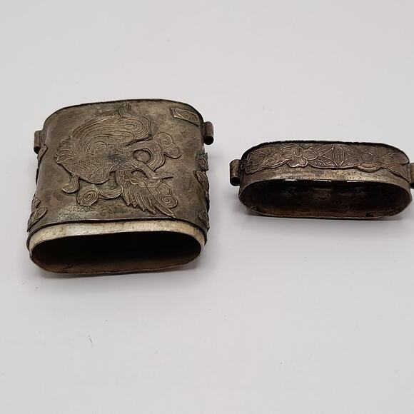 Vintage Dragon & Phoenix Asian Art Box Pendant, No Chain - Picture 6 of 9